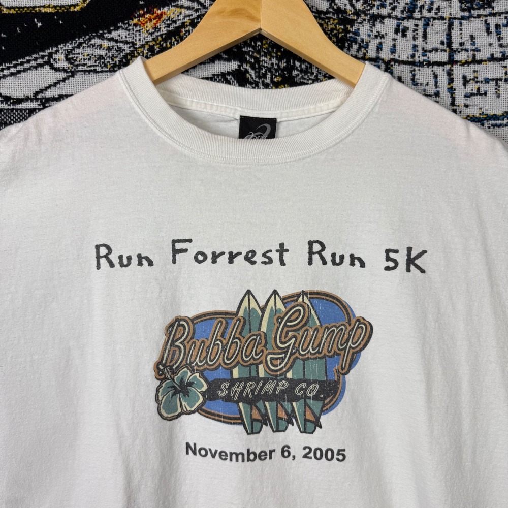 Asics Bubba Gump Shrimp Co Run Forrest Run 5K 2005 T-Shirt White XL Big Sur Half